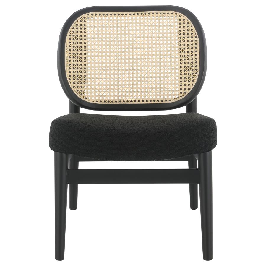 Rayo Rattan Cane Back Accent Chair with Padded Seat Black view 3