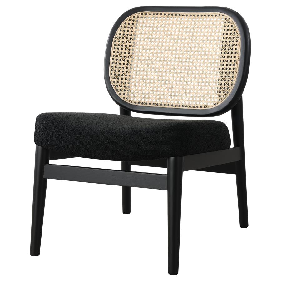 Rayo Rattan Cane Back Accent Chair with Padded Seat Black view 4
