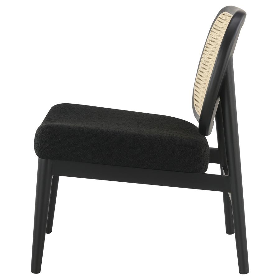 Rayo Rattan Cane Back Accent Chair with Padded Seat Black view 5