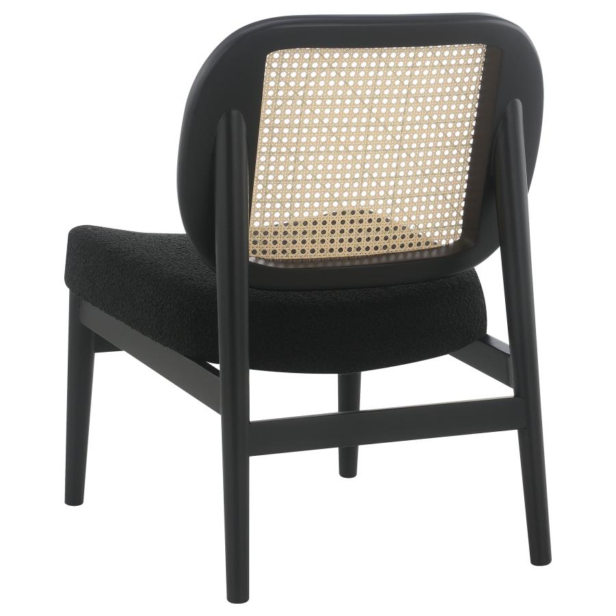 Rayo Rattan Cane Back Accent Chair with Padded Seat Black view 6