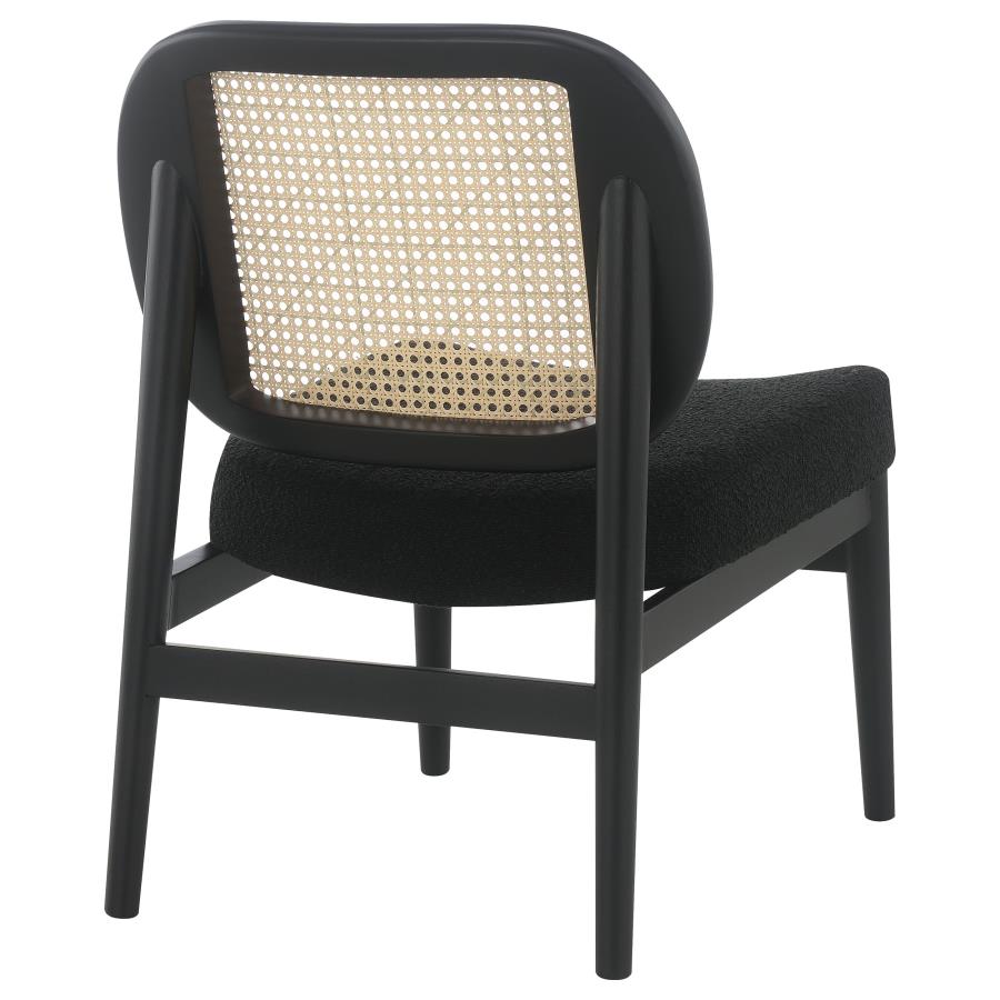 Rayo Rattan Cane Back Accent Chair with Padded Seat Black view 7