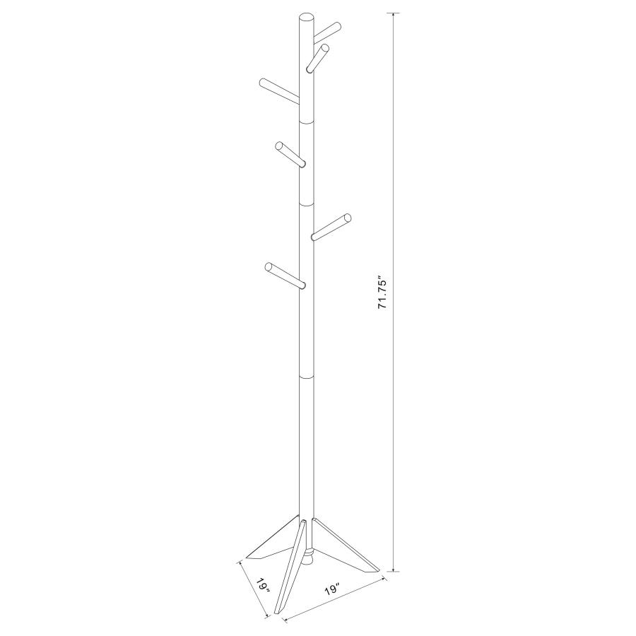 Devlin 6 Hook Freestanding Wood Coat Rack Hat Hanger Grey view 4
