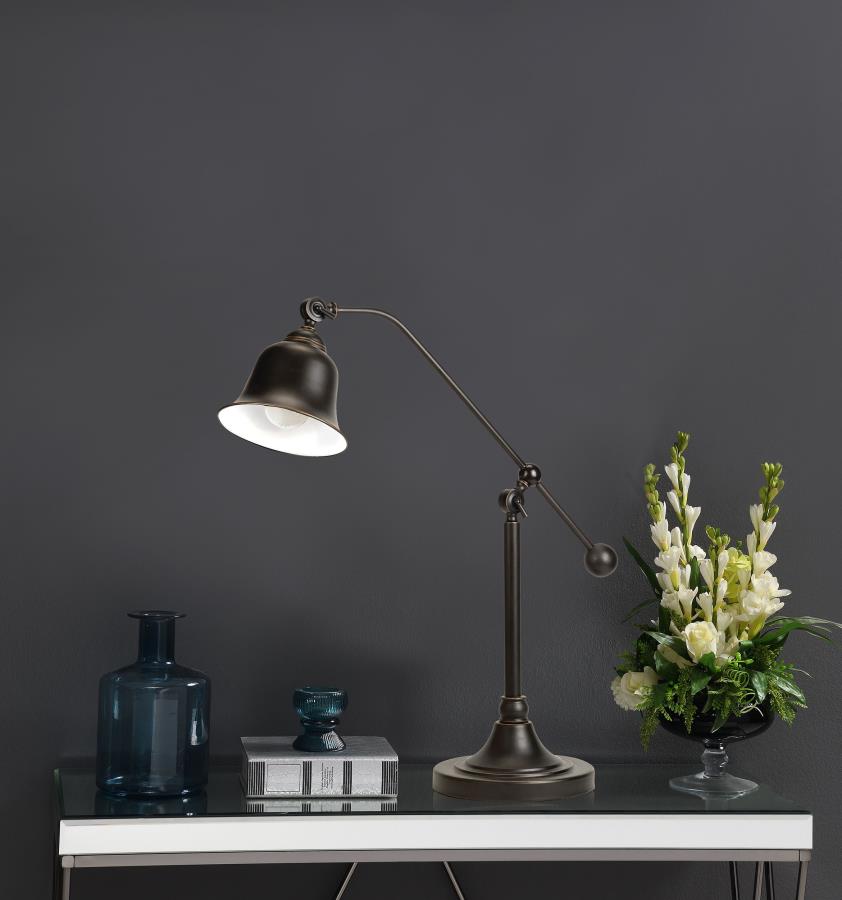 Eduardo 25-inch Bell Down Bridge Table Lamp Dark Bronze view 2