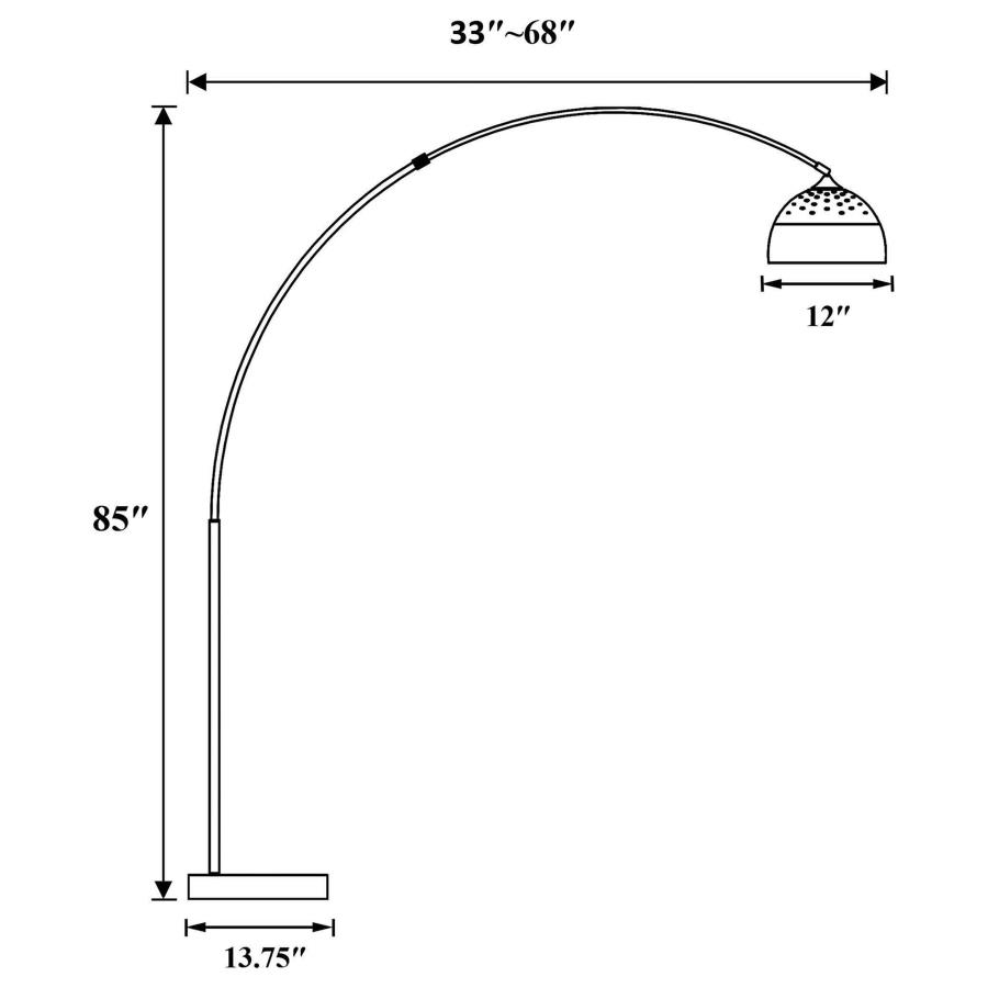 Krester 85-inch Dome Shade Metal Arc Floor Lamp Chrome view 3