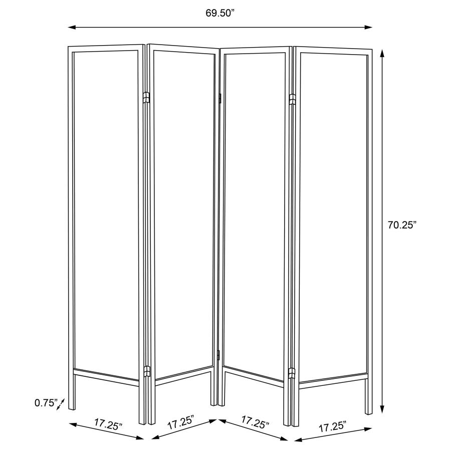Haidera 4-Panel Room Divider Folding Screen Black Damask view 5