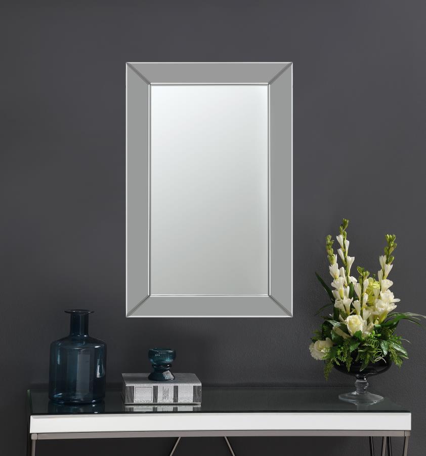 Pinciotti 36 x 24 Inch Beveled Frame Wall Mirror Silver view 2