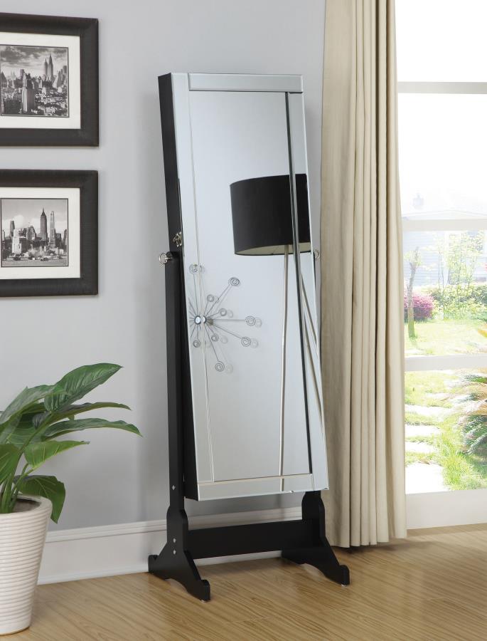 Cortez Cheval Mirror with Jewelry Storage Black view 2