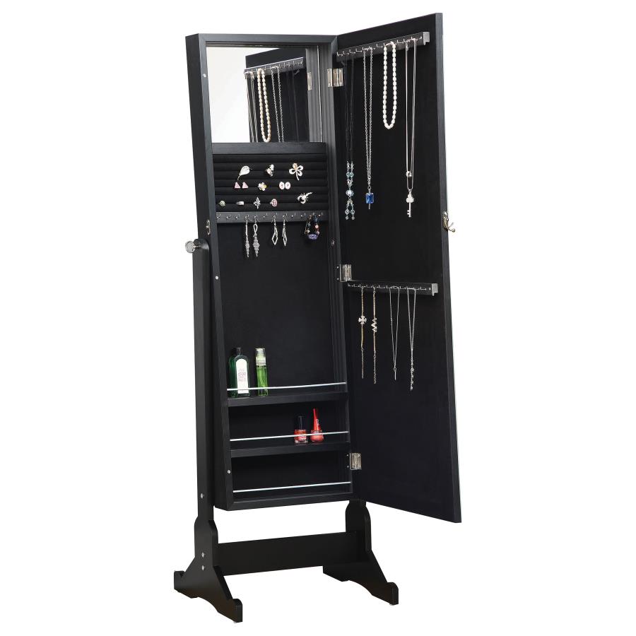 Cortez Cheval Mirror with Jewelry Storage Black view 4
