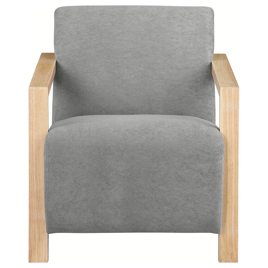 Diego Upholstered Accent Arm Chair with Wood Arms Grey view 3