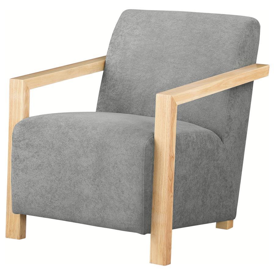 Diego Upholstered Accent Arm Chair with Wood Arms Grey view 4