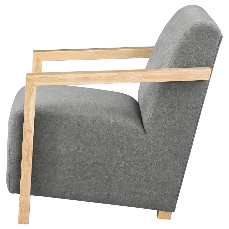 Diego Upholstered Accent Arm Chair with Wood Arms Grey view 5