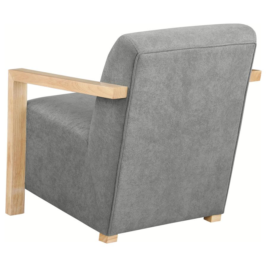 Diego Upholstered Accent Arm Chair with Wood Arms Grey view 6