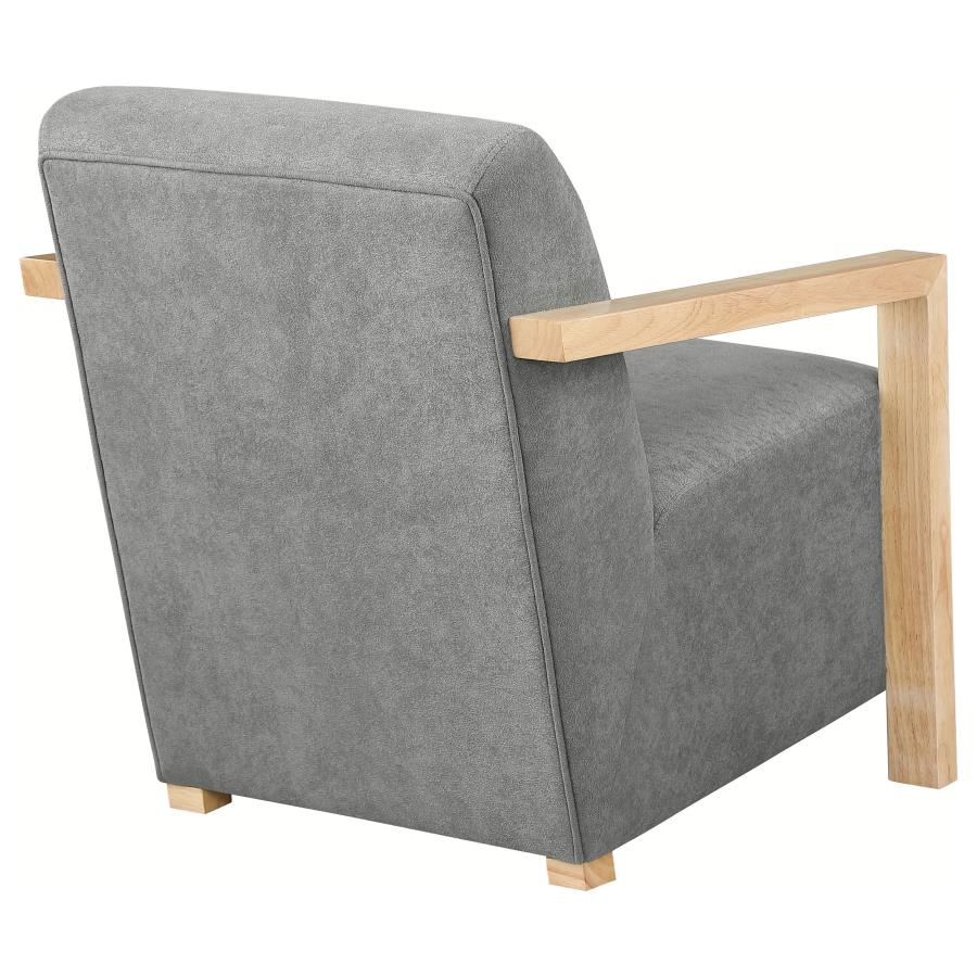 Diego Upholstered Accent Arm Chair with Wood Arms Grey view 7