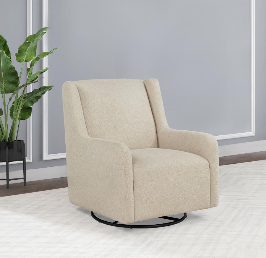 Serra Boucle Upholstered Swivel Glider Sandy Beige view 2