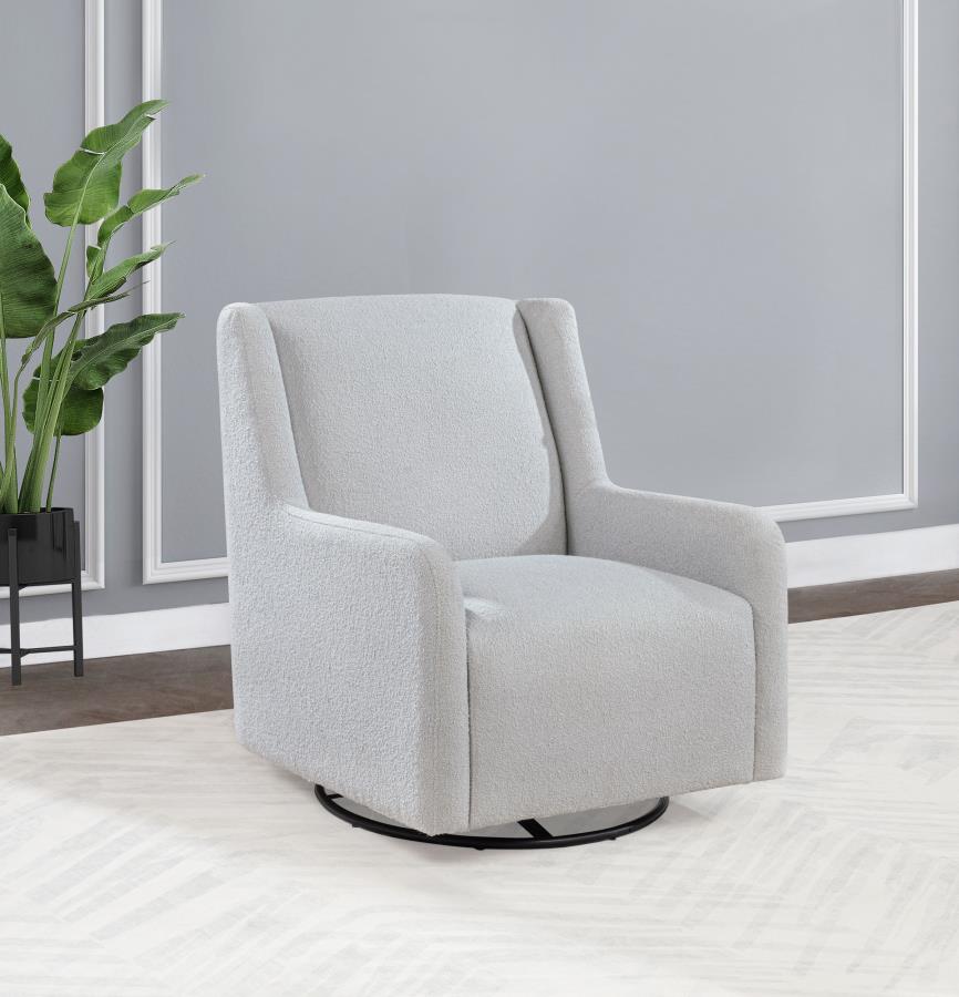 Serra Boucle Upholstered Swivel Glider Dove Grey view 2