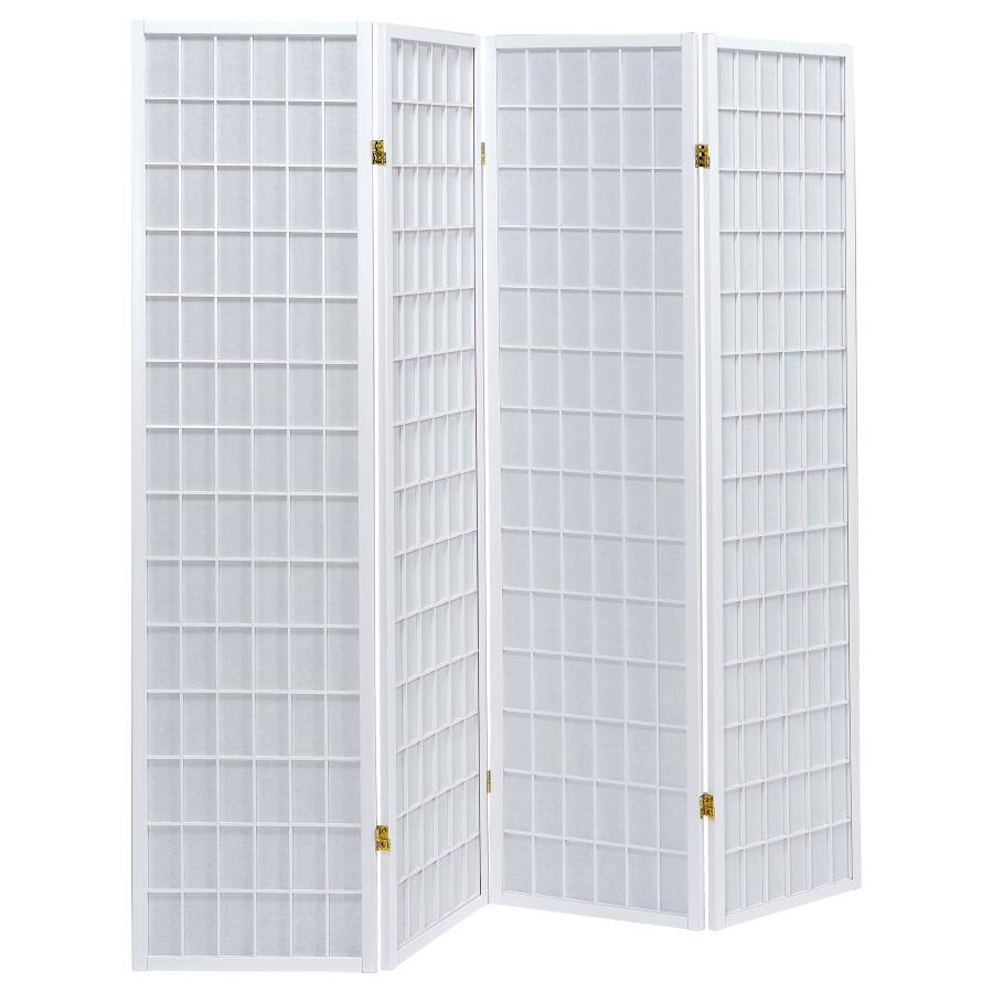 Roberto 4-Panel Room Divider Folding Shoji Screen White — Living Room Furniture