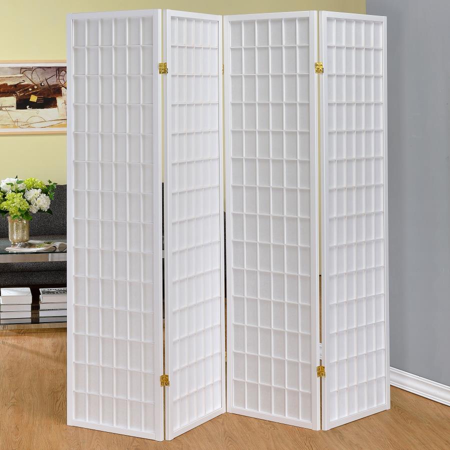 Roberto 4-Panel Room Divider Folding Shoji Screen White view 2