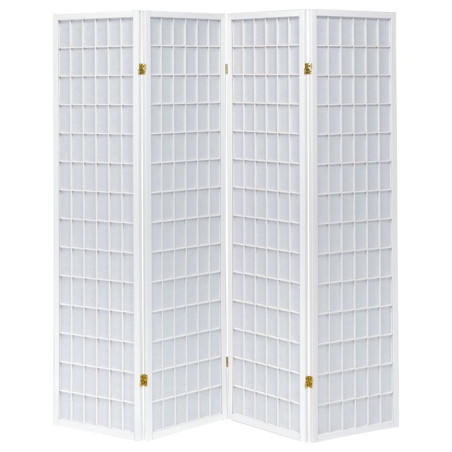 Roberto 4-Panel Room Divider Folding Shoji Screen White view 3