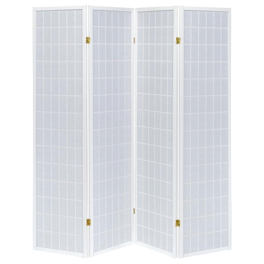 Roberto 4-Panel Room Divider Folding Shoji Screen White view 4