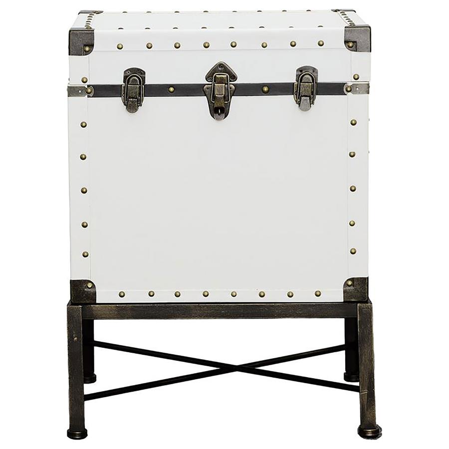 Nancy Upholstered Vintage Side Table Storage Trunk White view 3
