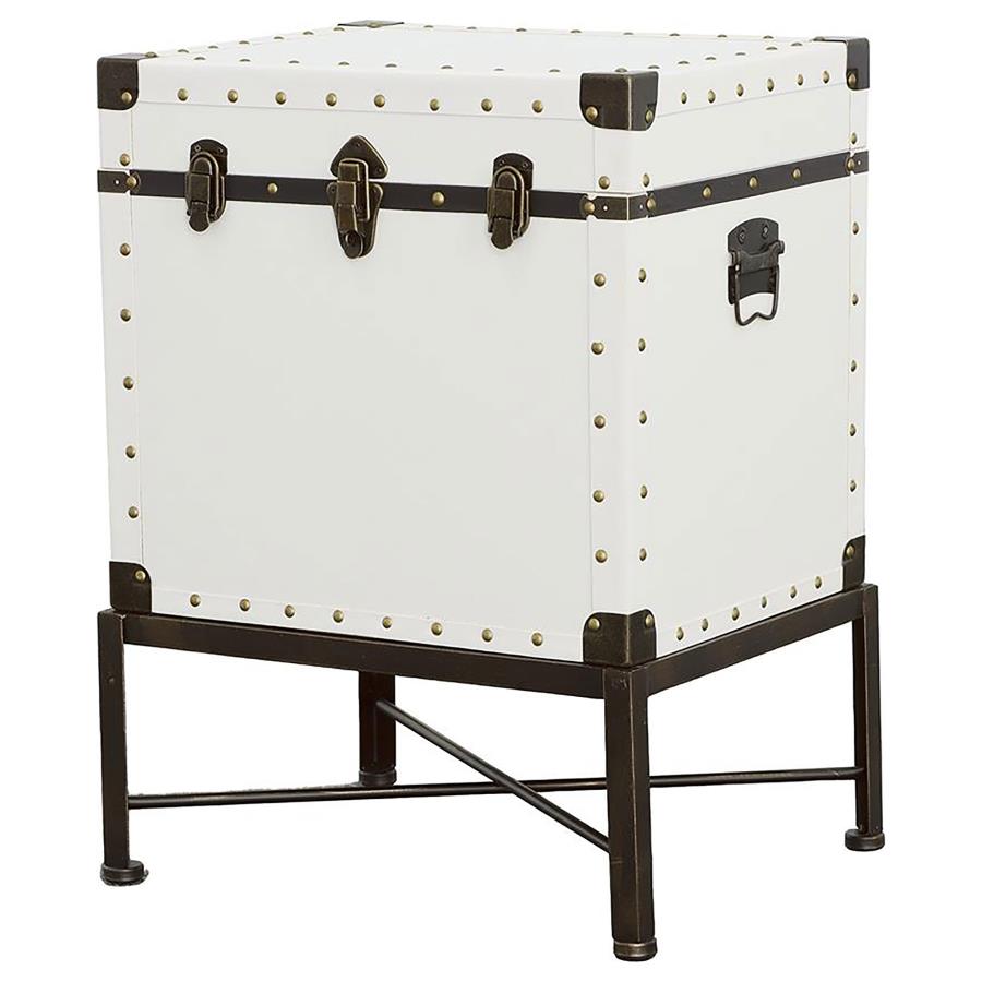 Nancy Upholstered Vintage Side Table Storage Trunk White view 4