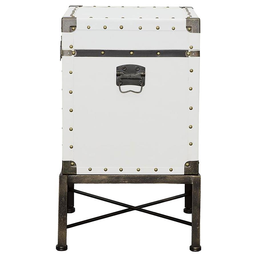 Nancy Upholstered Vintage Side Table Storage Trunk White view 5