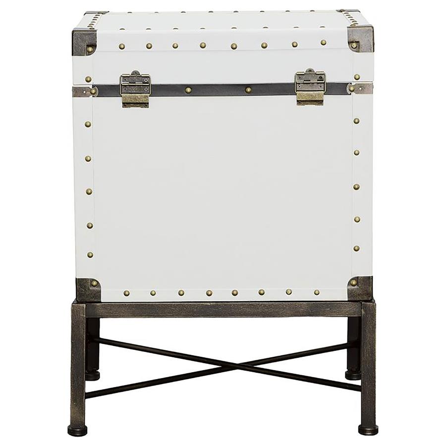 Nancy Upholstered Vintage Side Table Storage Trunk White view 6