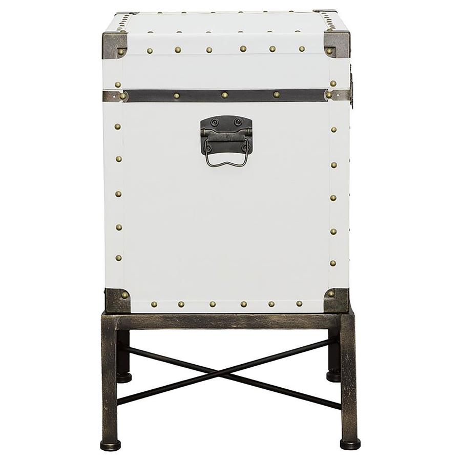Nancy Upholstered Vintage Side Table Storage Trunk White view 7