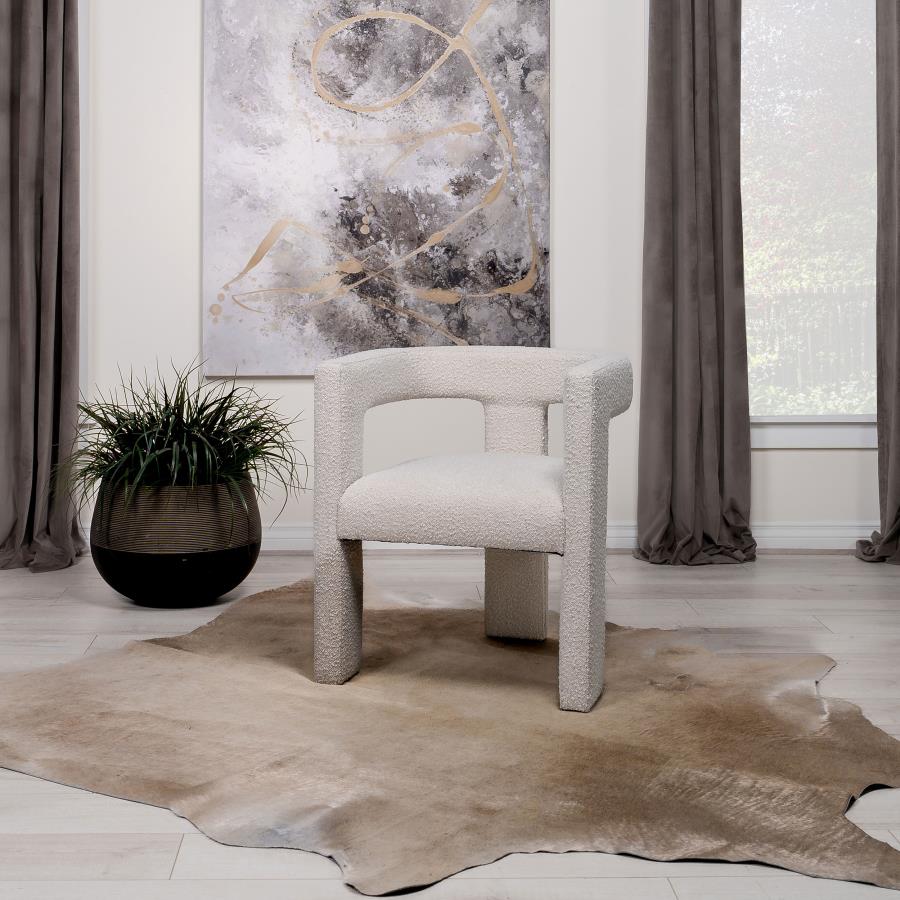 Petra Boucle Upholstered Accent Side Chair White view 2
