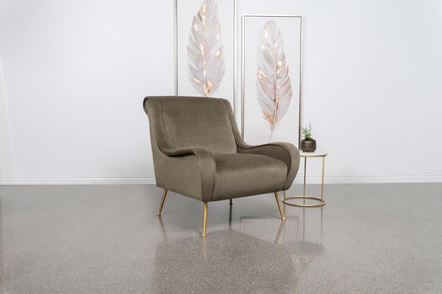 Ricci Upholstered Saddle Arm Accent Chair Truffle view 2