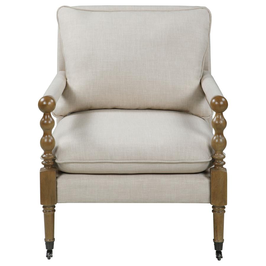 Dempsy Upholstered Accent Chair with Casters Beige view 3