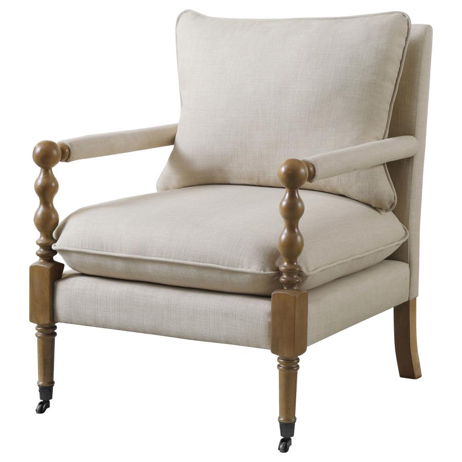 Dempsy Upholstered Accent Chair with Casters Beige view 4