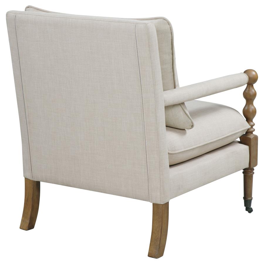 Dempsy Upholstered Accent Chair with Casters Beige view 6