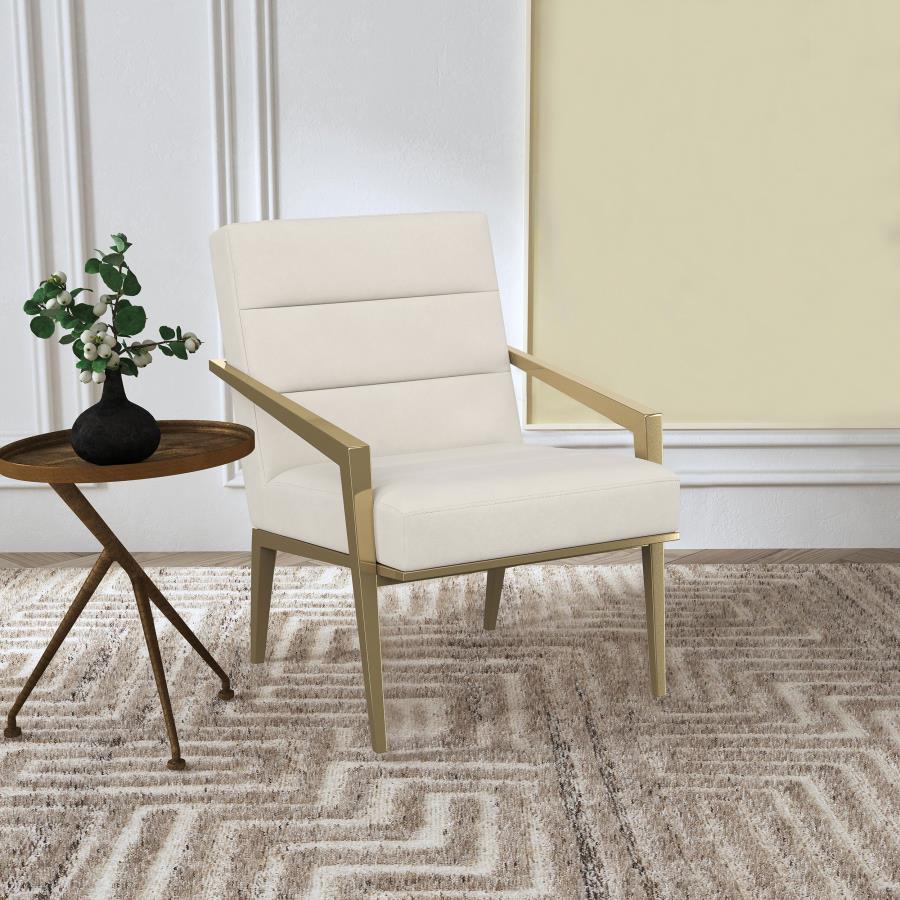Kirra Upholstered Metal Arm Accent Chair Cream view 2
