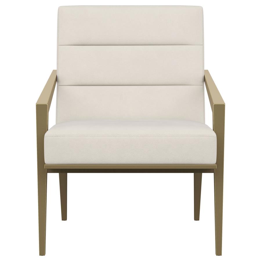 Kirra Upholstered Metal Arm Accent Chair Cream view 3
