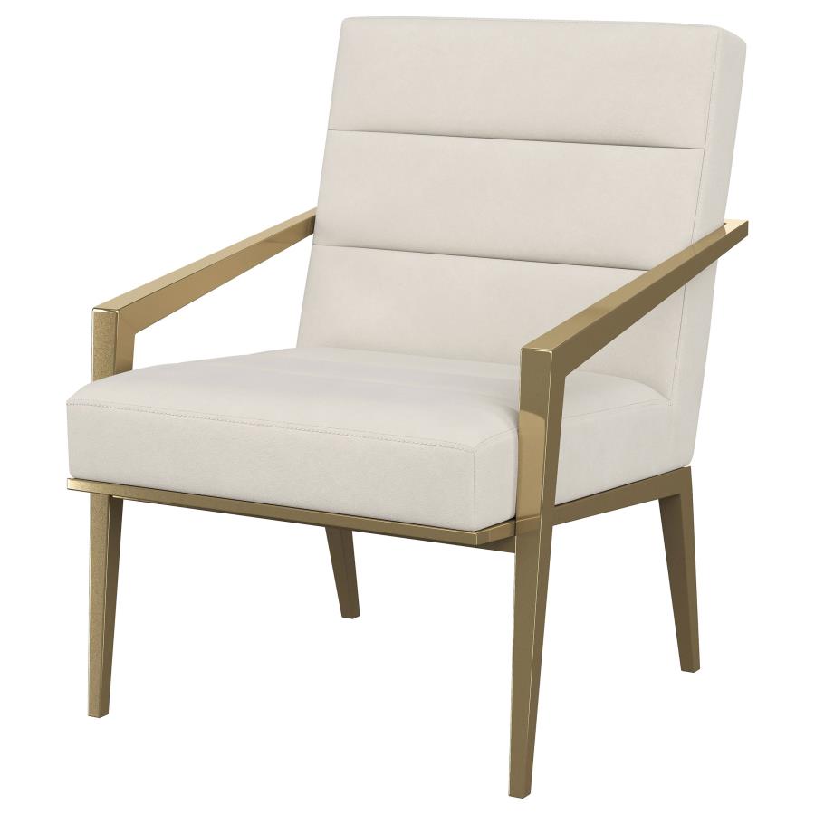 Kirra Upholstered Metal Arm Accent Chair Cream view 4