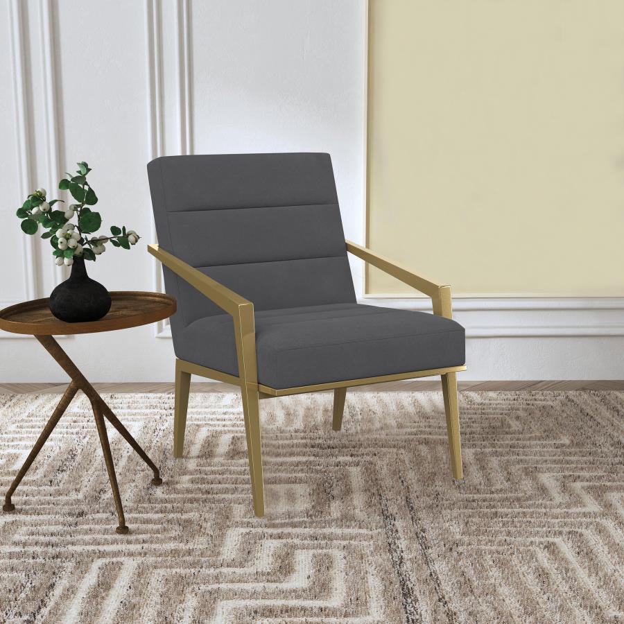 Kirra Upholstered Metal Arm Accent Chair Dark Grey view 2