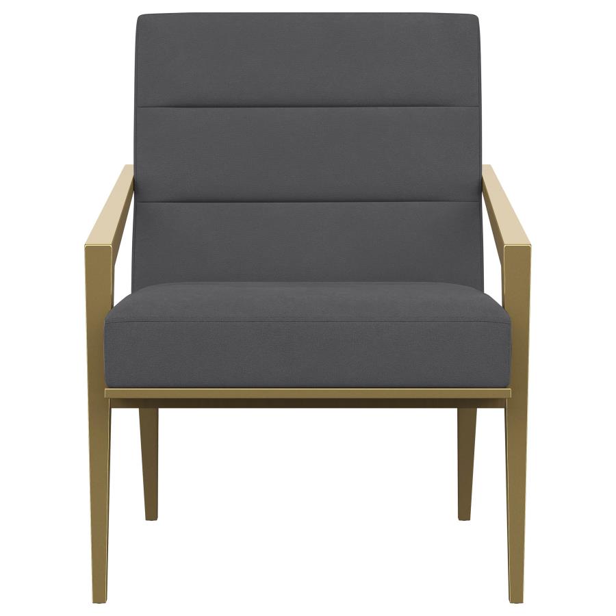 Kirra Upholstered Metal Arm Accent Chair Dark Grey view 3