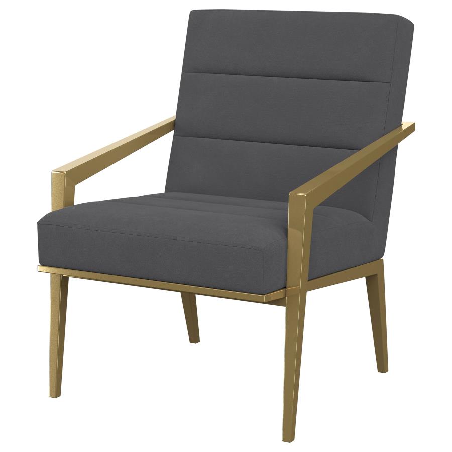 Kirra Upholstered Metal Arm Accent Chair Dark Grey view 4
