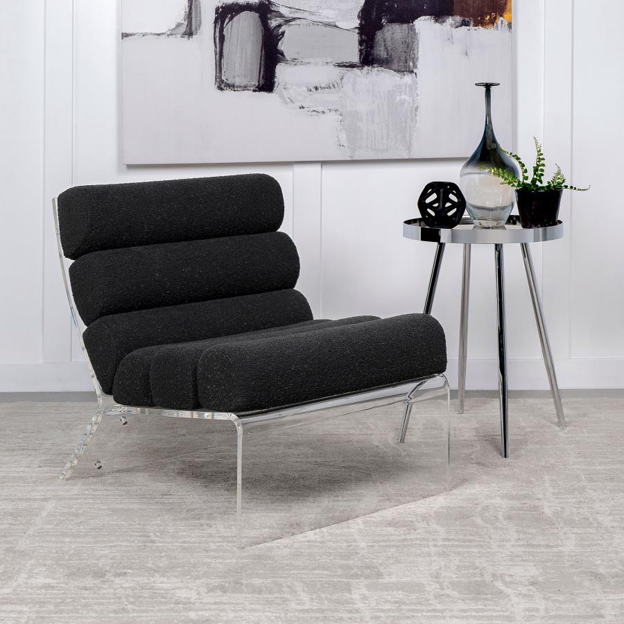 Serreta Boucle Upholstered Armless Acrylic Chair Black view 2