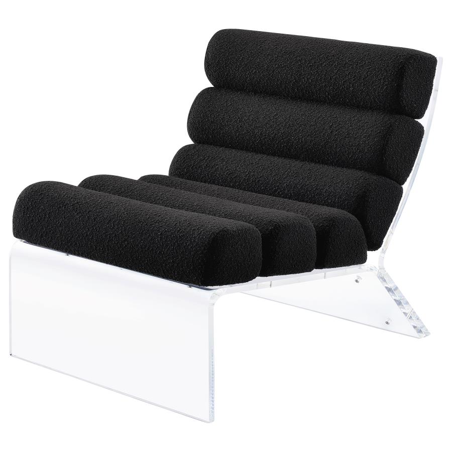 Serreta Boucle Upholstered Armless Acrylic Chair Black view 4
