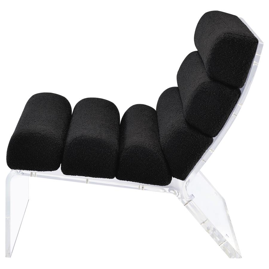 Serreta Boucle Upholstered Armless Acrylic Chair Black view 5