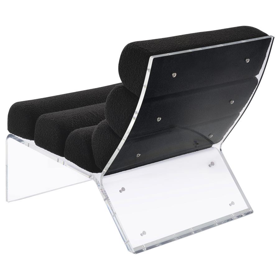 Serreta Boucle Upholstered Armless Acrylic Chair Black view 6