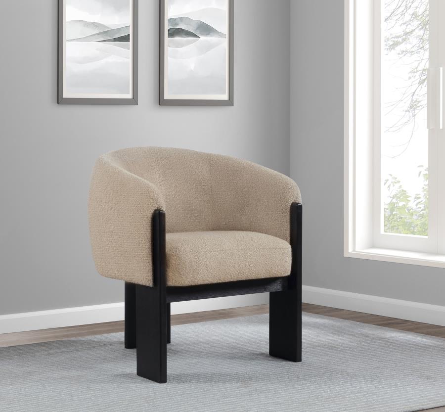 Valdez Boucle Upholstered Barrel Back Accent Chair Beige view 2