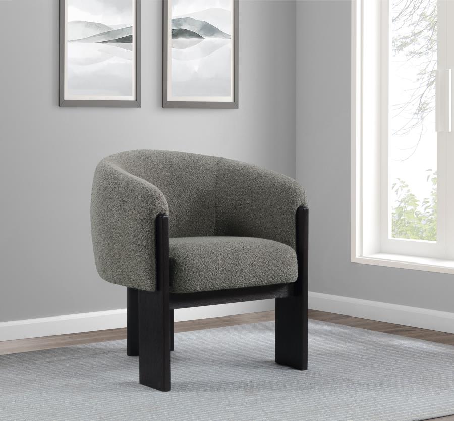 Valdez Boucle Upholstered Barrel Back Accent Chair Brown view 2