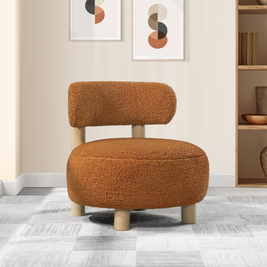 Zonie Boucle Upholstered Barrel Back Accent Chair Orange view 2