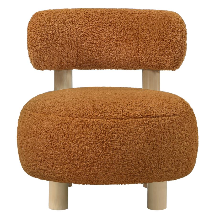 Zonie Boucle Upholstered Barrel Back Accent Chair Orange view 3