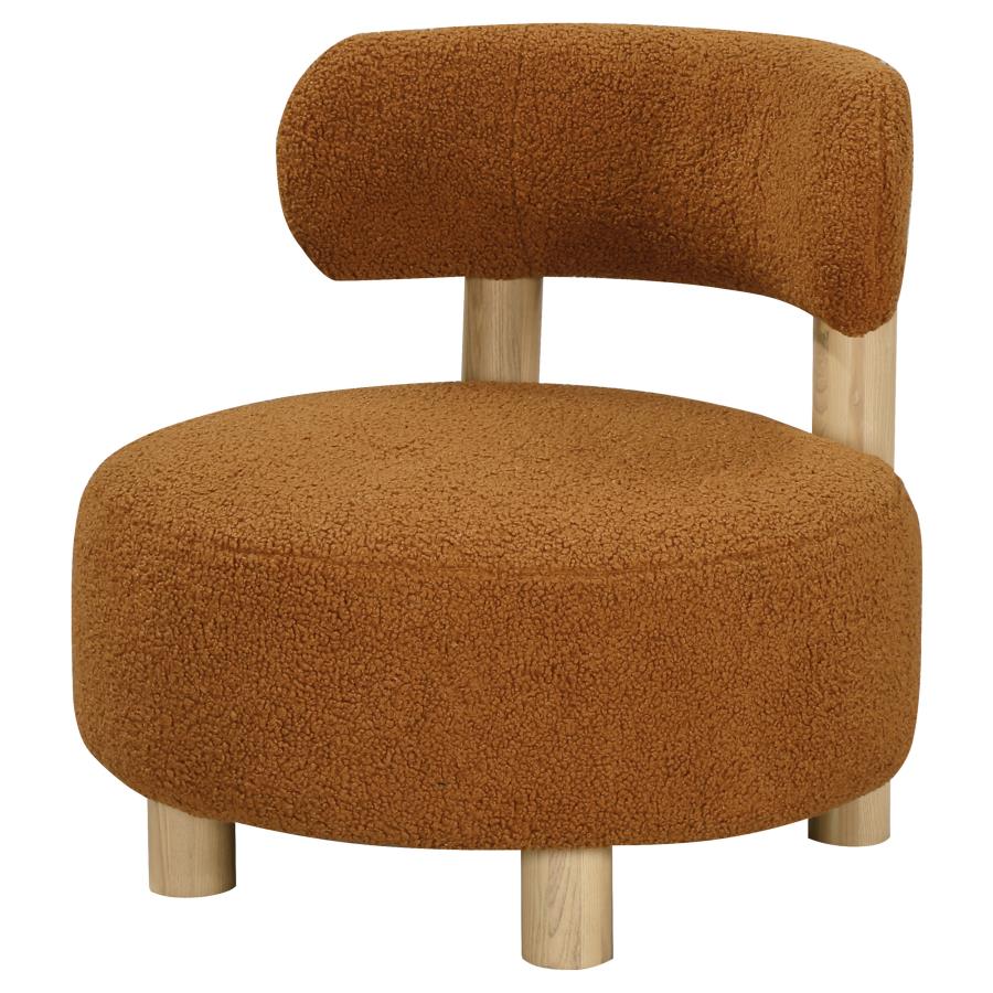 Zonie Boucle Upholstered Barrel Back Accent Chair Orange view 4