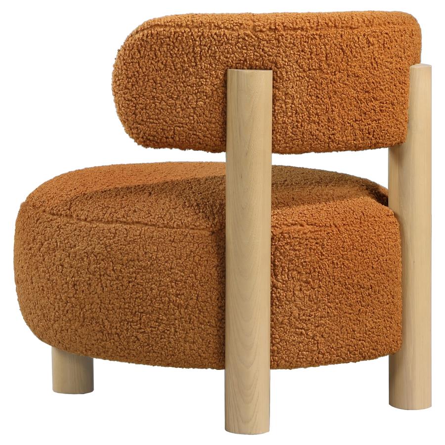 Zonie Boucle Upholstered Barrel Back Accent Chair Orange view 6