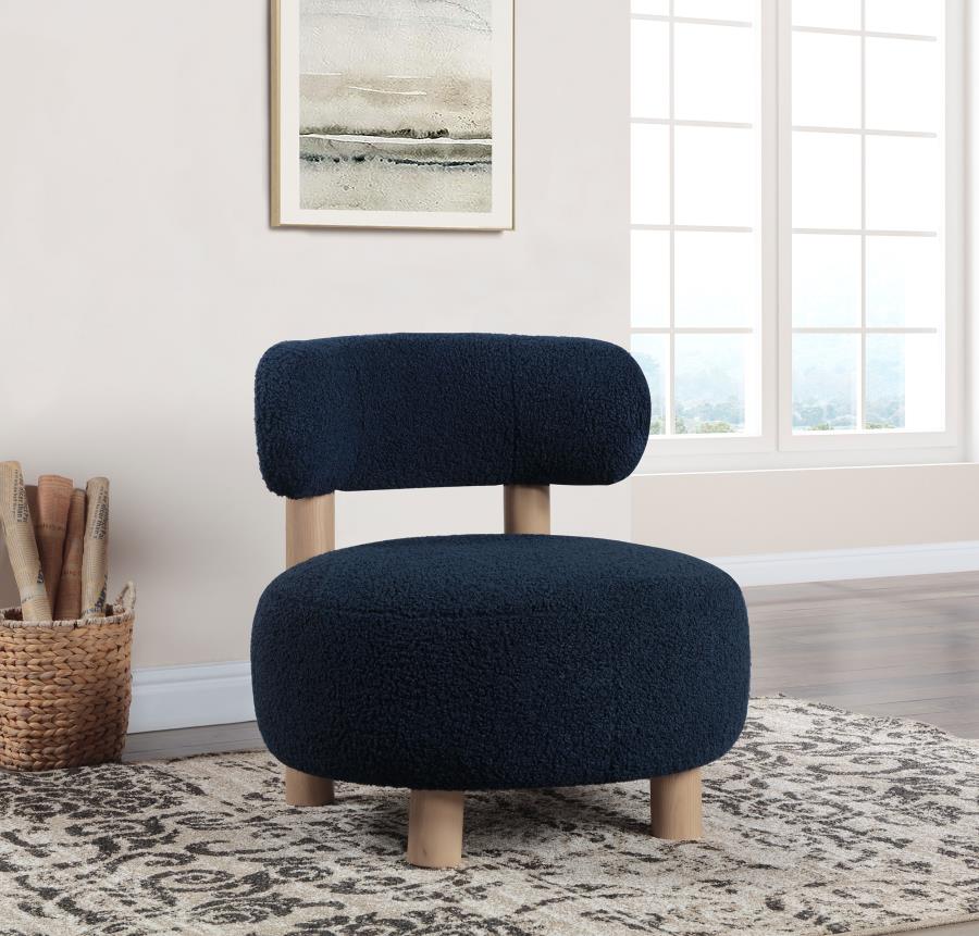 Zonie Boucle Upholstered Barrel Back Accent Chair Blue view 2
